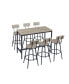 Industrial Style Pub Dining Table Set with 6 Bar Chairs