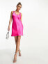 Flounce London mini slip dress in fuchsia