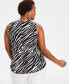 ფოტო #2 პროდუქტის Plus Size Animal Print Keyhole Sleeveless Top, Created for Macy's