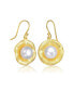 Sterling Silver 14K Gold Plated with Genuine Freshwater Round Pearl Hook Earrings