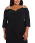 ფოტო #3 პროდუქტის Plus Size Embellished Cold-Shoulder Gown