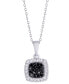 ფოტო #1 პროდუქტის Black and White Diamond 1/4 ct. t.w. Cushion Square Pendant Necklace in Sterling Silver