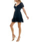 Фото #3 товара Juniors' Clip-Dot Short-Sleeve Woven Fit & Flare Dress