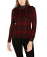 Фото #1 товара Women's Lurex Plaid Embellished-Neck Sweater