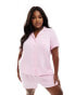 Loungeable Curve jersey short sleeve shirt & shorts pyjama set in pink