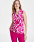 ფოტო #2 პროდუქტის Women's Printed Sailor-Tie-Neck Sleeveless Top