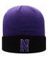 ფოტო #2 პროდუქტის Men's Purple, Black Northwestern Wildcats Core 2-Tone Cuffed Knit Hat