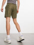 Фото #3 товара ASOS DESIGN slim linen mix shorts in mid length in khaki