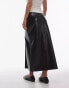 Фото #2 товара Topshop Petite vinyl double split midi skirt in black