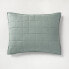 Фото #1 товара King Heavyweight Linen Blend Quilt Pillow Sham Sage Green - Casaluna