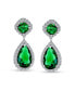 Classic Bridal Statement 7-5CT Green AAA CZ Pear Shaped Simulated Emerald Clear Cubic Zirconia Halo Teardrop Chandelier Dangle Earrings Bridesmaid
