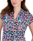 ფოტო #3 პროდუქტის Women's Printed V-Neck Short-Sleeve Top