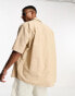 Фото #4 товара Selected Homme short sleeve revere collar linen shirt in beige