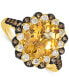 ფოტო #1 პროდუქტის Cinnamon Citrine (3-1/4 ct. t.w.) & Diamond (1/2 ct. t.w.) Halo Ring in 14k Gold