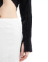 Selected Femme linen touch skirt in white