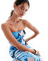 ASOS DESIGN trapeze bandeau midi dress in blue floral print Blau mit Blumendruck, 34 - фото #2