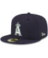 Фото #1 товара Men's Navy Los Angeles Angels Logo White 59FIFTY Fitted Hat