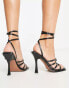 Фото #2 товара ASOS DESIGN Niche ring detail strappy high sandals in black croc