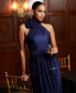 ფოტო #6 პროდუქტის Women's Mock Neck Pleated Halter Gown