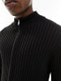 Фото #3 товара Weekday Derek slim fit zip through rib cardigan in black