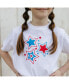 Little and Big Girls Patriotic Star Short Sleeve T-Shirt