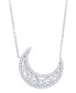 Фото #1 товара Macy's cubic Zirconia Moon Necklace in Fine Silver Plate