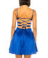 ფოტო #2 პროდუქტის Juniors' Cowlneck Satin A-Line Lace-Up-Back Dress
