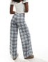 Фото #3 товара ASOS DESIGN textured wide leg pull on trousers in blue check