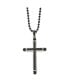 ფოტო #1 პროდუქტის Polished Black IP-plated Cross Pendant on a Ball Chain Necklace