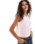 Noisy May rib knit tank top in pink and cream stripe PIROUETTE, XS - EU 34 - фото #1