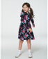 ფოტო #3 პროდუქტის Big Girls Printed Roses Dress With Pockets Black