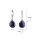 Фото #4 товара Western Style Blue Natural Lapis Lazuli Pear Shaped Teardrop Lever Back Dangle Drop Earrings For Women Oxidized Sterling Silver