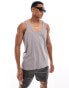 Фото #3 товара ASOS DESIGN relaxed vest with neck in grey with Los Angeles spine print