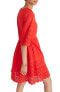 Фото #3 товара Madewell 153436 Women's Eyelet Lattice Dress V-Neck Bright Poppy Sz. 00