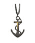 Polished Black and Yellow IP-plated Crucifix Anchor Necklace