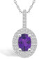 Фото #1 товара Macy's amethyst (1-1/5 Ct. T.W.) and Diamond (1/2 Ct. T.W.) Halo Pendant Necklace in 14K White Gold