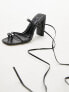 Topshop Fifi tie up heeled sandal in black lizard