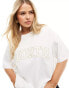 4th & Reckless Plus crochet logo oversized t-shirt in white