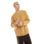 ASOS DESIGN relaxed knitted chenille crew neck jumper in tan