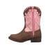 Фото #3 товара Roper Lacy Checkered Square Toe Cowboy Toddler Girls Brown, Pink Casual Boots 0
