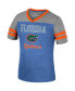 ფოტო #3 პროდუქტის Big Girls Royal, Heather Gray Florida Gators Summer Striped V-Neck T-shirt