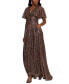 ფოტო #3 პროდუქტის Women's V-Neck Flutter-Sleeve Metallic Dress