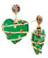 Фото #1 товара Gold-Tone Multicolor Pavé Glitter Heart Drop Earrings, Created for Macy's