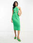 Фото #2 товара ASOS DESIGN sleeveless one shoulder twist neck pencil midi dress in green