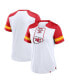 Women's White/Red Kansas City Chiefs Foiled Primary Lace-Up T-Shirt Красно-белый, XL - фото #1