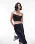 Topshop plisse cowl cropped cami in black