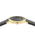 ფოტო #2 პროდუქტის Unisex Swiss Black Leather Strap Watch 40mm