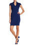 Alexia Admor 157607 Women's Split Neck Cap Sleeve Dress Navy Sz. Medium