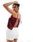 Фото #4 товара ASOS DESIGN shiny cami backless top in burgundy