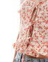 Фото #7 товара Brave Soul puff sleeve tie front floral top in pink